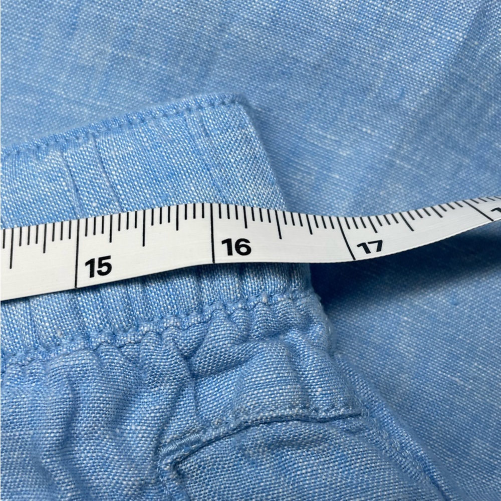 100% Linen Cynthia Rowley Wide Leg Crop Pants In Light Blue Sz XL - Picture 8 of 9